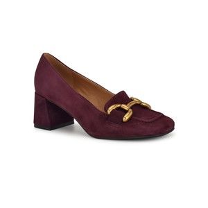Nine West Women's Veepe Slip on Block Heel Dress Pumps - Dark Red Suede